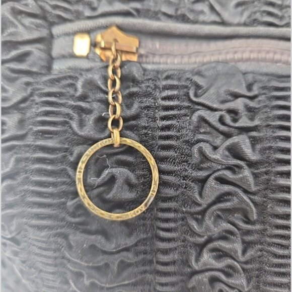 Vintage 1940s Fur & Ruched Silk Muff Hand Warmer Purse Waldes Kover Zip LOVELY! - Picture 3 of 5